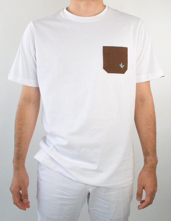 Playera Pocket Coral Blanco